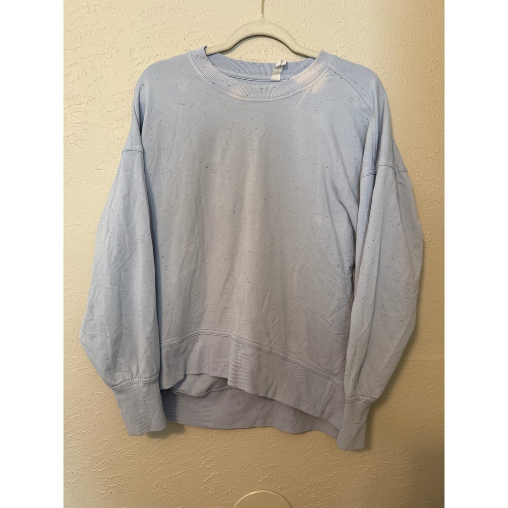 Lululemon Perfectly Oversized Crew Speckled Light Blue Pima Pullover Size 8